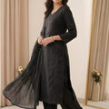 Elegant Black Chanderi Embroidered Straight Palazzo Suit with Designer Dupatta for Women