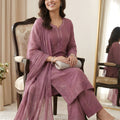 Trendy Mauve Chanderi Embroidered Straight Palazzo Suit with Designer Dupatta for Women