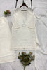 Beautiful White Chanderi Embroidered Straight Palazzo Suit with Designer Dupatta for Women