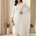 Beautiful White Chanderi Embroidered Straight Palazzo Suit with Designer Dupatta for Women