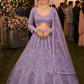 Wonderful Lavender Net Embroidered Bridal Lehenga Choli with Designer Dupatta for Wedding