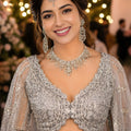 Elegant Grey Net Embroidered Bridal Lehenga Choli with Designer Dupatta for Wedding