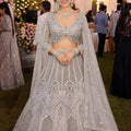 Elegant Grey Net Embroidered Bridal Lehenga Choli with Designer Dupatta for Wedding