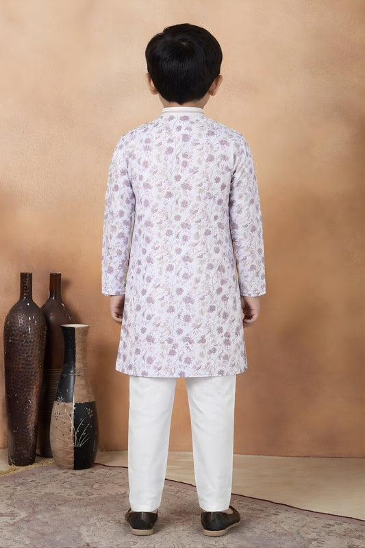 Luxury Off White Art Silk Embroidered Designer Boys Kurta Pyjama Set for Wedding