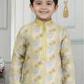 Impressive Yellow Art Silk Embroidered Designer Boys Kurta Pyjama Set for Wedding