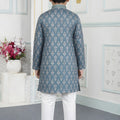 Royal Teal Blue Art Silk Embroidered Designer Boys Kurta Pyjama Set for Wedding