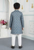 Royal Teal Blue Art Silk Embroidered Designer Boys Kurta Pyjama Set for Wedding