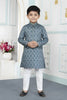 Royal Teal Blue Art Silk Embroidered Designer Boys Kurta Pyjama Set for Wedding