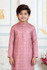 Elegant Pink Art Silk Embroidered Designer Boys Kurta Pyjama Set for Wedding
