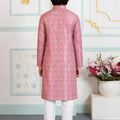 Elegant Pink Art Silk Embroidered Designer Boys Kurta Pyjama Set for Wedding