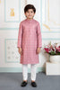 Elegant Pink Art Silk Embroidered Designer Boys Kurta Pyjama Set for Wedding