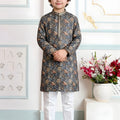 Cute Multicolor Art Silk Embroidered Designer Boys Kurta Pyjama Set for Wedding