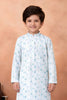 Premium Sky Blue Art Silk Digital Print Boys Kurta Pyjama Set for Wedding