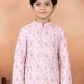 Stylish Pink Art Silk Digital Print Designer Boys Kurta Pyjama Set for Wedding