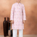 Stylish Pink Art Silk Digital Print Designer Boys Kurta Pyjama Set for Wedding