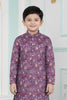 Glorious Wine Art Silk Digital Print Designer Boys Kurta Pyjama Set for Wedding