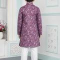 Glorious Wine Art Silk Digital Print Designer Boys Kurta Pyjama Set for Wedding
