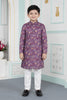Glorious Wine Art Silk Digital Print Designer Boys Kurta Pyjama Set for Wedding