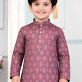 Classic Mauve Art Silk Digital Print Designer Boys Kurta Pyjama Set for Wedding