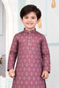 Classic Mauve Art Silk Digital Print Designer Boys Kurta Pyjama Set for Wedding