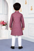 Classic Mauve Art Silk Digital Print Designer Boys Kurta Pyjama Set for Wedding