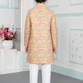 Traditional Multicolor Art Silk Digital Print Designer Boys Kurta Pyjama Set for Wedding
