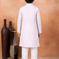 Unique Pink Art Silk Digital Print Designer Boys Kurta Pyjama Set for Wedding