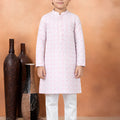 Unique Pink Art Silk Digital Print Designer Boys Kurta Pyjama Set for Wedding