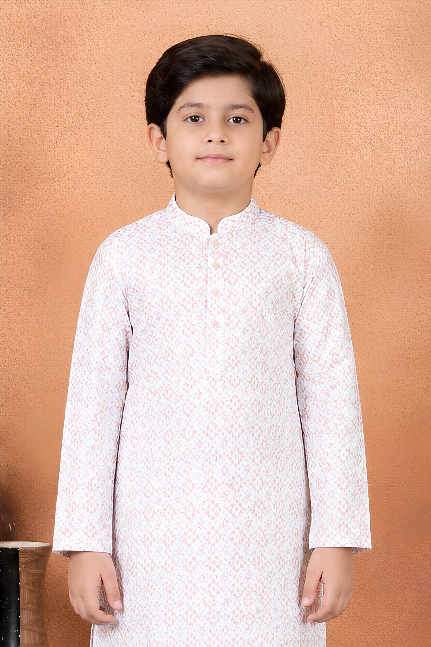 Excellent Pink Art Silk Digital Print Designer Boys Kurta Pyjama Set for Wedding