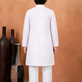 Excellent Pink Art Silk Digital Print Designer Boys Kurta Pyjama Set for Wedding
