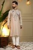Luxury Beige Viscose Silk Embroidered Designer Kurta Pyjama for Men