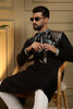 Stylish Black Viscose Silk Embroidered Designer Kurta Pyjama for Men