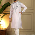 Grateful Pink Viscose Silk Embroidered Designer Kurta Pyjama for Men