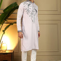 Grateful Pink Viscose Silk Embroidered Designer Kurta Pyjama for Men