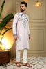 Grateful Pink Viscose Silk Embroidered Designer Kurta Pyjama for Men