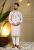 Grateful Pink Viscose Silk Embroidered Designer Kurta Pyjama for Men
