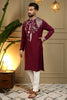 Royal Maroon Viscose Silk Embroidered Designer Kurta Pyjama for Men