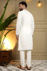 Premium White Viscose Silk Embroidered Designer Kurta Pyjama for Men