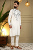 Premium White Viscose Silk Embroidered Designer Kurta Pyjama for Men