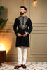 Adorable Black Armani Lachko Embroidered Designer Kurta Pyjama for Men