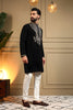 Adorable Black Armani Lachko Embroidered Designer Kurta Pyjama for Men