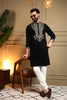 Adorable Black Armani Lachko Embroidered Designer Kurta Pyjama for Men