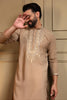 Stunning Beige Armani Lachko Embroidered Designer Kurta Pyjama for Men