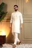 Glorious White Armani Lachko Embroidered Designer Kurta Pyjama for Men