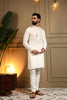 Glorious White Armani Lachko Embroidered Designer Kurta Pyjama for Men