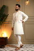 Glorious White Armani Lachko Embroidered Designer Kurta Pyjama for Men