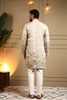 Classic Cream Viscose Silk Embroidered Designer Kurta Pyjama for Men