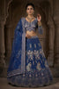 Luxury Royal Blue Butterfly Net Embroidered Designer Lehenga Choli with Dupatta for Wedding