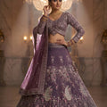 Elegant Purple Butterfly Net Embroidered Designer Lehenga Choli with Dupatta for Wedding