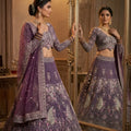 Elegant Purple Butterfly Net Embroidered Designer Lehenga Choli with Dupatta for Wedding